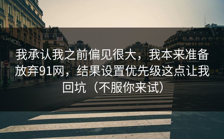 我承认我之前偏见很大，我本来准备放弃91网，结果设置优先级这点让我回坑（不服你来试）