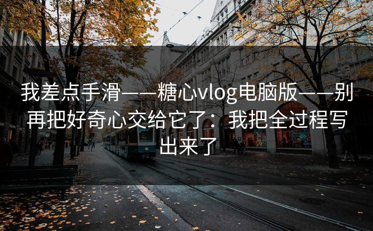 我差点手滑——糖心vlog电脑版——别再把好奇心交给它了：我把全过程写出来了