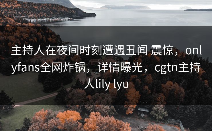 主持人在夜间时刻遭遇丑闻 震惊，onlyfans全网炸锅，详情曝光，cgtn主持人lily lyu