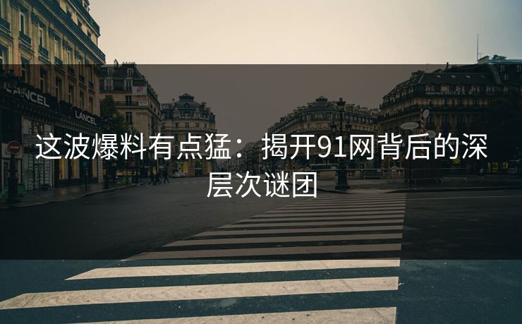 这波爆料有点猛：揭开91网背后的深层次谜团